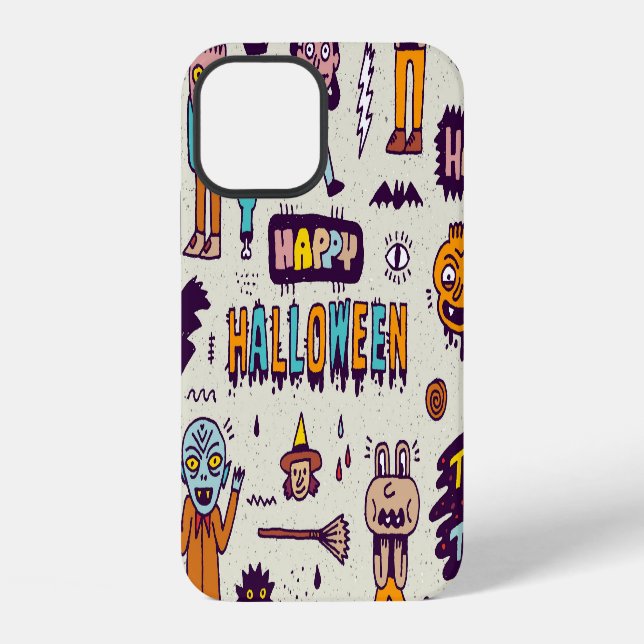 Coque iPhone Doodle de Halloween, ensemble transparent de dessi (Verso)