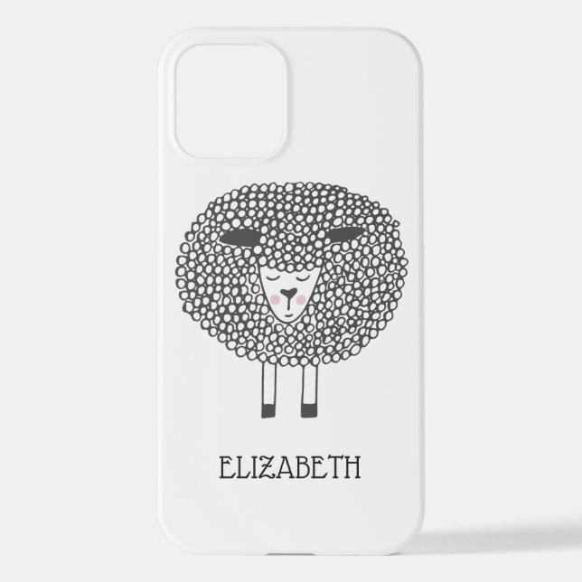 Coque iPhone Doodle mouton Personnalisé (Verso)