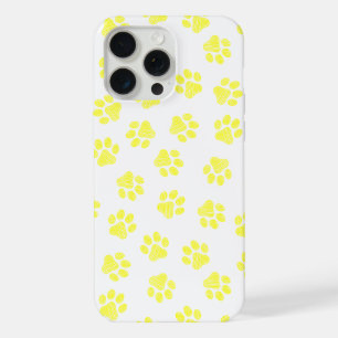 Coque iPhone 15 Pro Max Doodle Paws, empreintes de chien, pattes jaunes