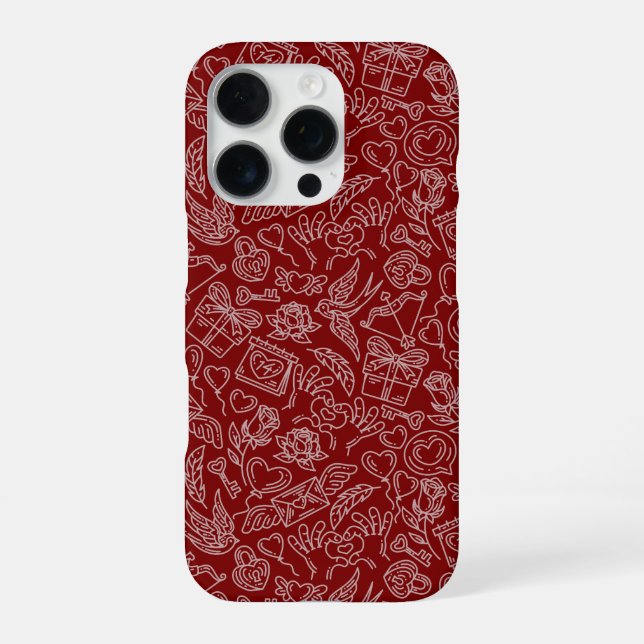 Coque iPhone Doodles de la Saint-Valentin (Verso)