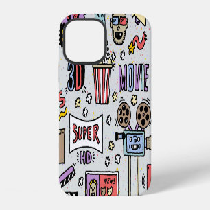 Coque iPhone 12 Doodles de séries TV : ensemble vintage amusant.