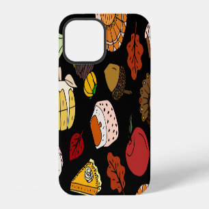 Coque iPhone 12 Doodles de Thanksgiving, festif, dressé à la main.