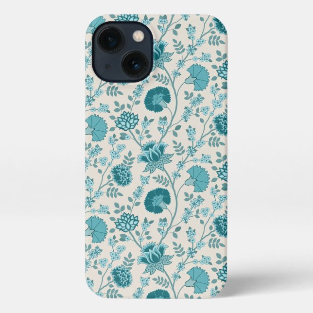 Coque iPhone Dos de motifs floraux jacobéens sur crème (Verso)