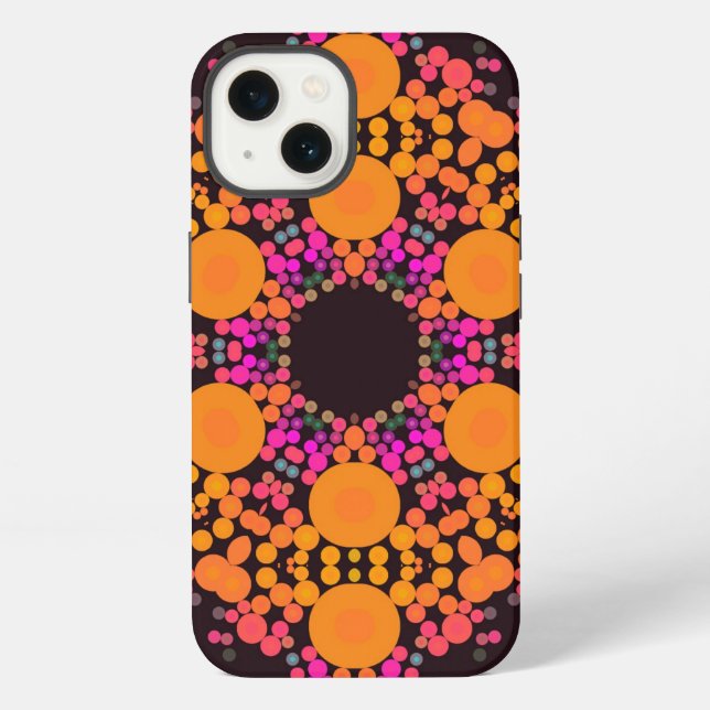 Coque iPhone Dot Mandala Fleur orange et rose (Verso)