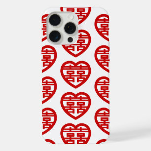 Coque iPhone 15 Pro Max Double Bonheur 囍 Shuangxi Chinois Hanzi Cœur
