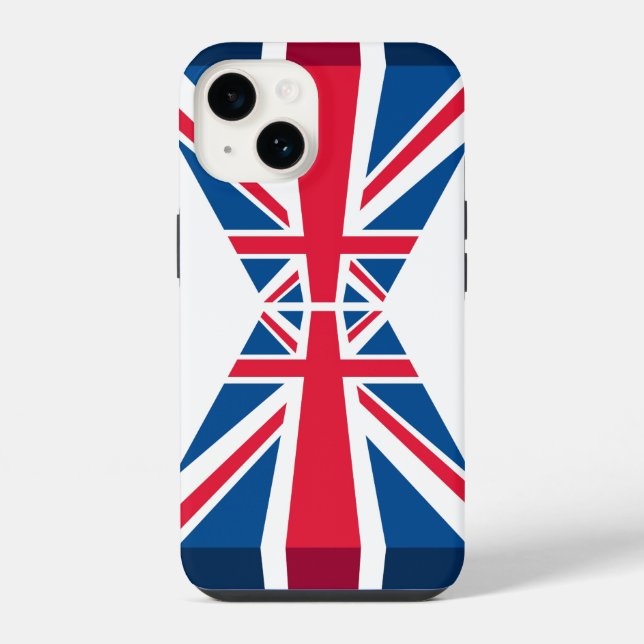 Coque iPhone Double Union Jack, drapeau britannique en 3D (Verso)