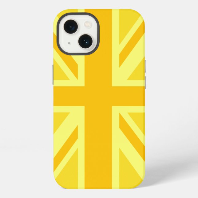 Coque iPhone Double Union Jack jaune (Verso)