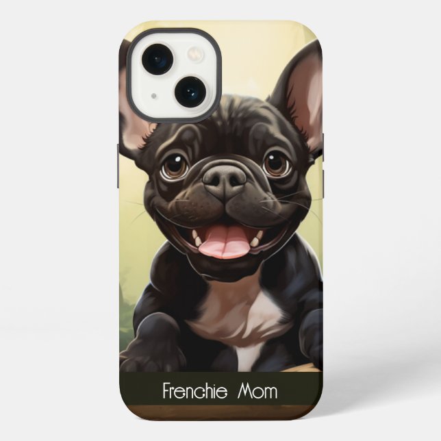 Coque iPhone 😍Douce Frenchie chiot dans une forêt (Verso)