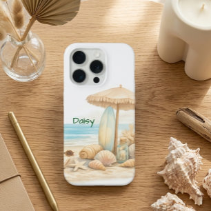 Coque iPhone 15 Pro Douce Sérénité de la Plage Bleue Élégante et Minim