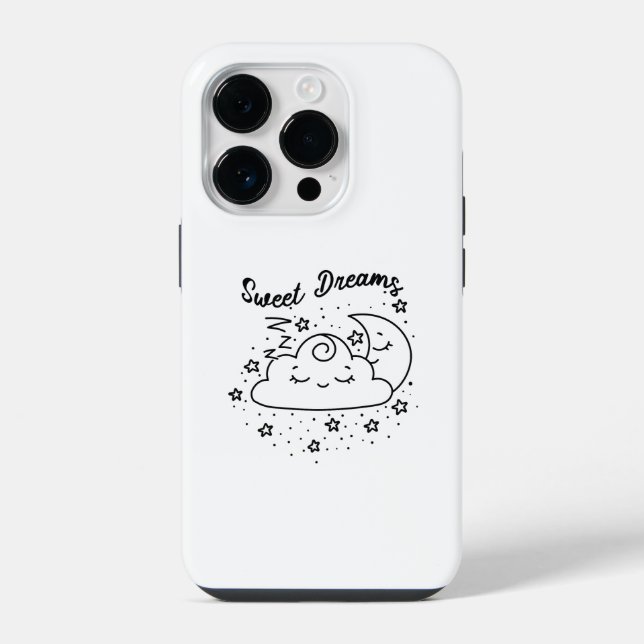 Coque iPhone Douces Rêves Lune et Nuage Endormis Avec Étoiles (Verso)
