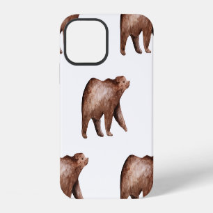 Coque iPhone 12 Douceur de l'ours : motif d'animal à l'aquarelle