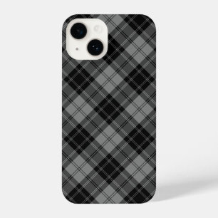 Coque Pour iPhone 14 Douglas tartan noir gris plaid