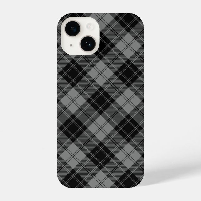 Coque iPhone Douglas tartan noir gris plaid (Verso)