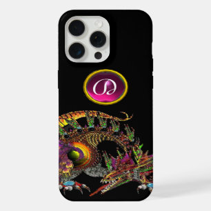 COQUE iPhone 15 PRO MAX DRAGO,FANTASY DRAGON,PINK PURPLE GEMSTONE MONOGRAM