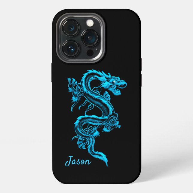 Coque iPhone Dragon bleu (Dos)