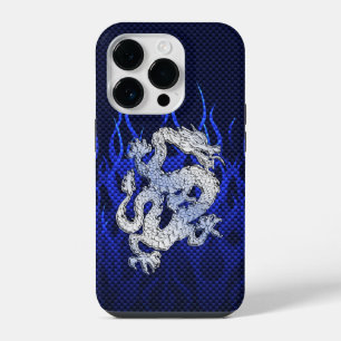 Coque Pour iPhone 14 Plus Dragon Bleu dans des styles de fibre de carbone ch