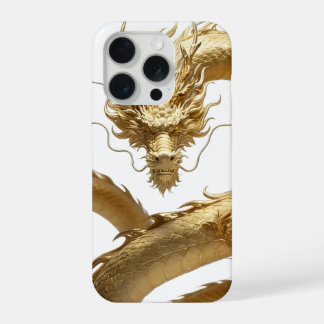 Coque iPhone 15 Pro Dragon Chinois Doré Art | Créature Mythique Fantas