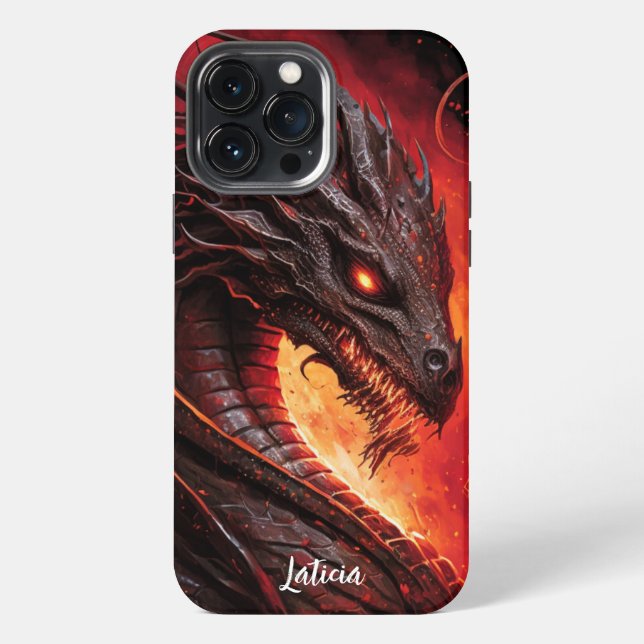 Coque iPhone Dragon de feu et feu (Verso)
