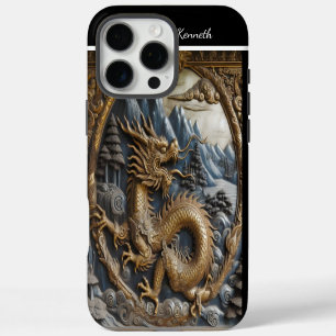 Coque iPhone 16 Pro Max Dragon Doré Ascendant