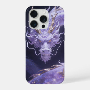 Coque iPhone 15 Pro Dragon Galaxie Pourpre Dragon Cosmique Mystique