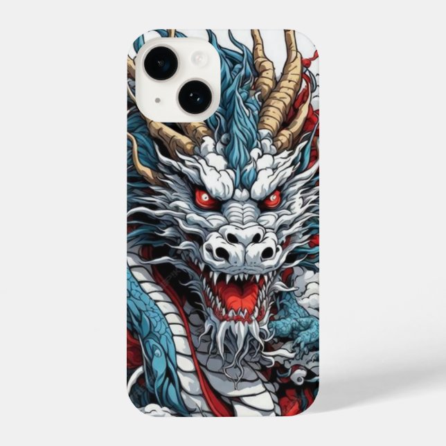 Coque iPhone Dragon japonais iPhone 14 Slim Fit Coque, brillant (Verso)