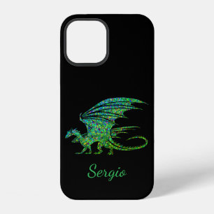 Coque iPhone 12 Dragon Mosaïque Vert Incroyable