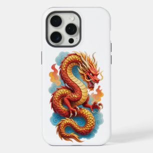 Coque iPhone 15 Pro Max Dragon Rouge Chinois Illustration Fougueuse-67561
