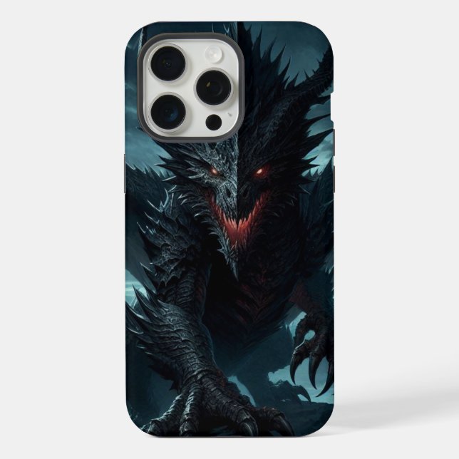 Coque iPhone Dragon sombre et médiéval (Verso)