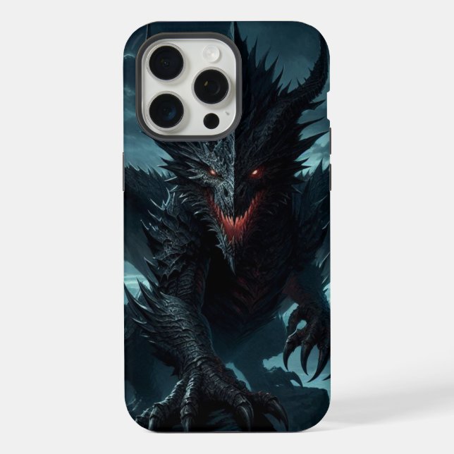 Coque iPhone Dragon sombre, médiéval (Verso)