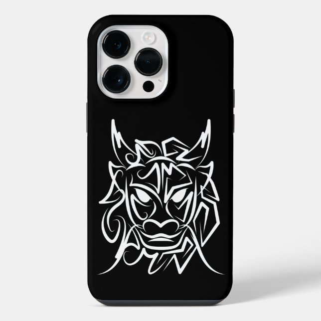 Coque iPhone Dragon tribal noir et blanc (Verso)