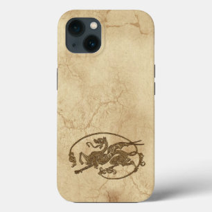 Etui iPhone 13 Dragon Vintage de l'Ancien Monde sur Parchemin Fau