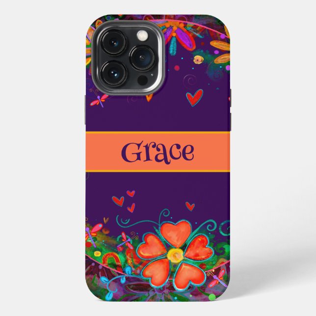 Coque iPhone Dragonflies Coeurs Whimsical mignon Customisé (Verso)