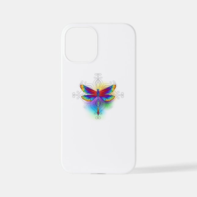Coque iPhone Dragonfly en arc-en-ciel (Verso)