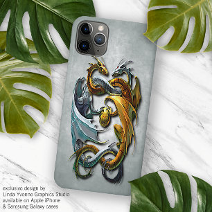 Coque iPhone 15 Pro Max Dragons Celtiques Mythiques Art de Tatouage Fantas