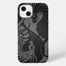 Dragons de Yin Yang gris et noir