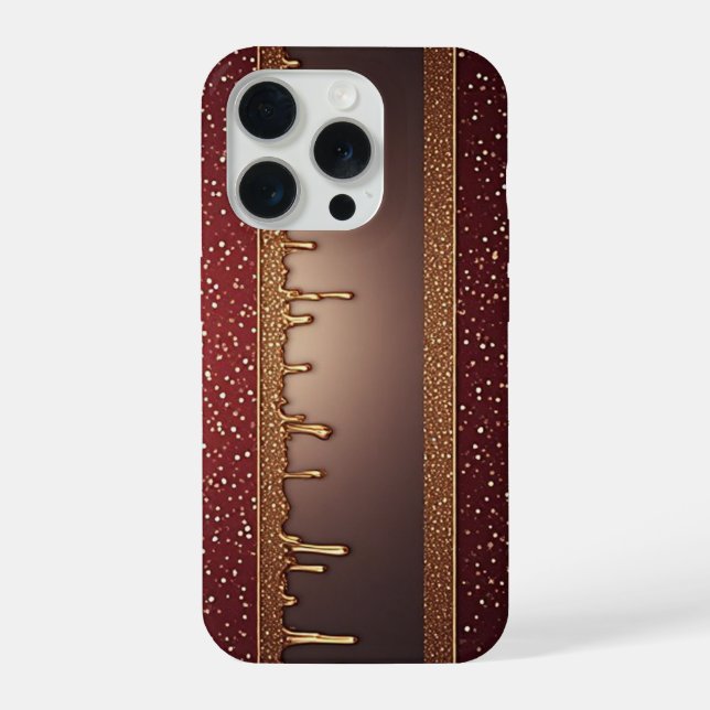 Coque iPhone Drame Liquide de Bourgogne sur Luxe Pailleté Doré (Verso)