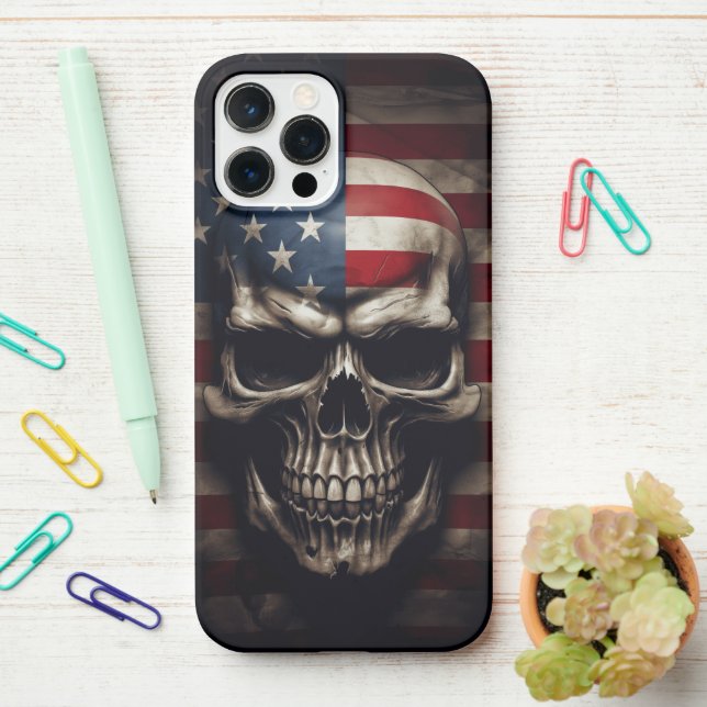 Coque iPhone Drapeau américain (Sur le bureau)