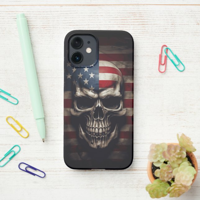 Coque iPhone Drapeau américain (Sur le bureau)