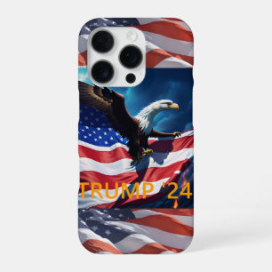 Coque iPhone 16 Pro Drapeau Américain Aigle Américain TRUMP 2024