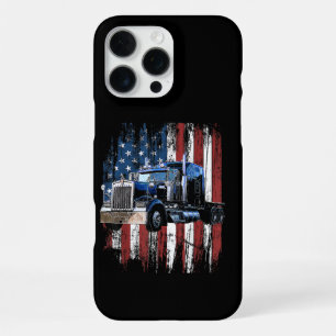 Coque iPhone 16 Pro Max Drapeau Américain Camionneur Conducteur de Camion
