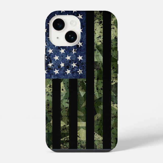 Coque iPhone Drapeau américain camouflage Camo (Verso)
