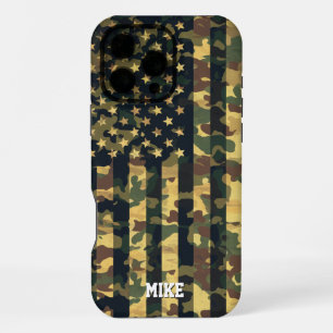 Coque iPhone 16 Pro Max Drapeau américain camouflage,États-Unis,Patriotiqu