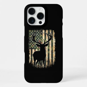 Coque iPhone 16 Pro Max Drapeau américain camouflage pour la chasse au cer