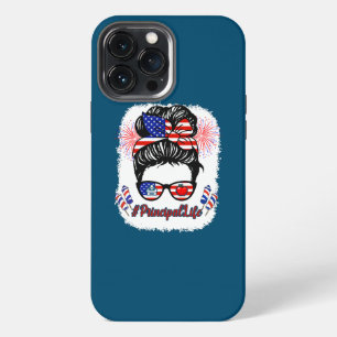 Etui iPhone 13 Pro Max Drapeau américain Cheveux Chignon Méssy Drôle Vie