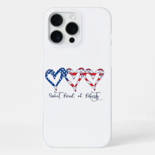 Coque iPhone 16 Pro Max Drapeau américain Cœurs patriotiques 4 juillet Dou