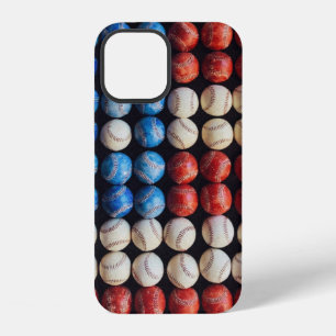 Coque iPhone 12 Drapeau américain de baseball