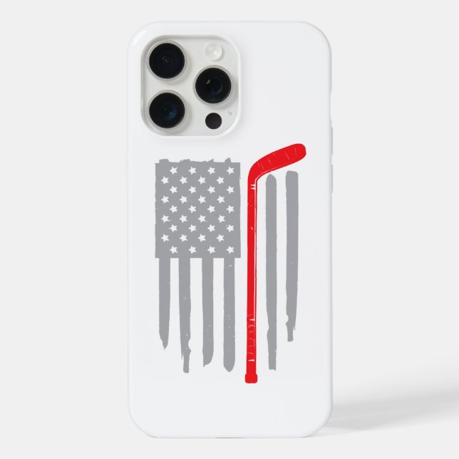 Coque iPhone Drapeau américain de hockey (Verso)