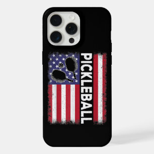 Coque iPhone 15 Pro Max Drapeau américain de pickleball Amateur de pickleb