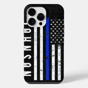 Coque Pour Pour iPhone 14 Pro Max Drapeau américain de style policier en détresse pe