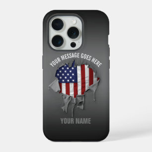 Coque iPhone 15 Pro Drapeau américain déchiré, déchiré Coque-Mate
